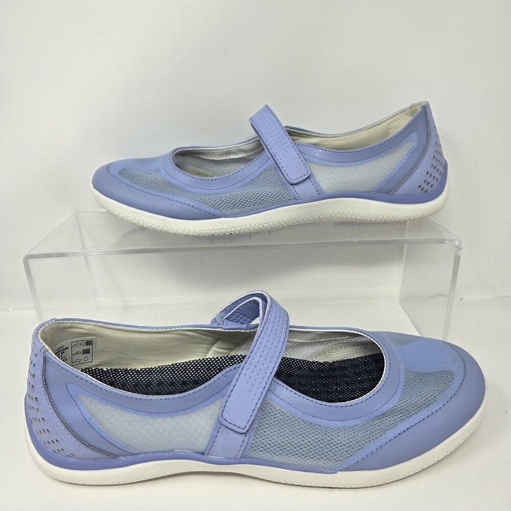 Lands' End Women 10 D Wide Purple Blue Cushion Mesh Hook & Loop Mary Jane Shoes